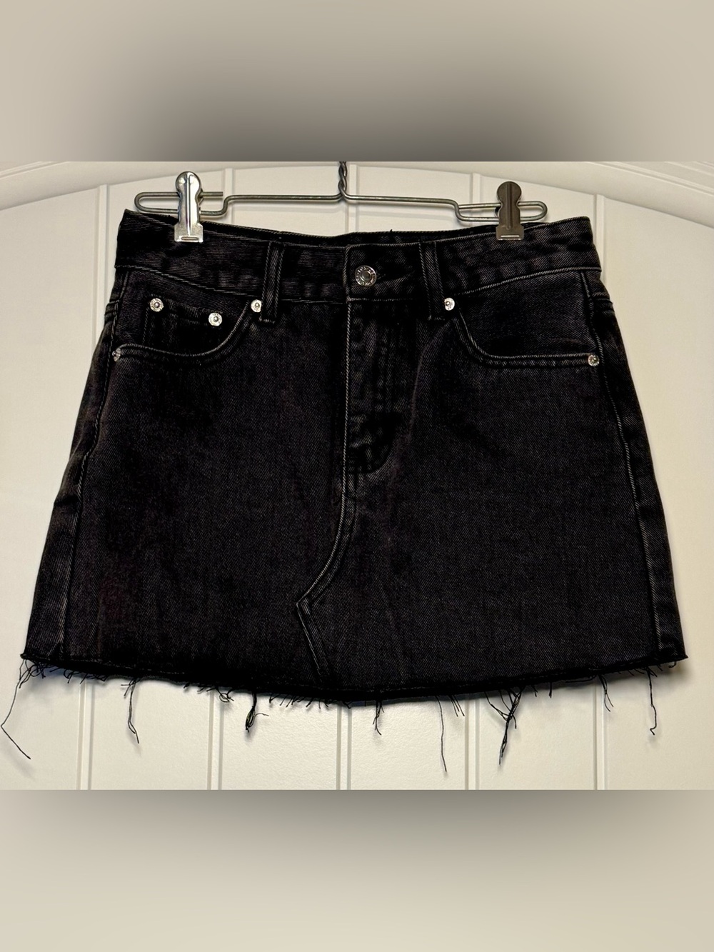 White Fox Classic Black Denim Mini Skirt